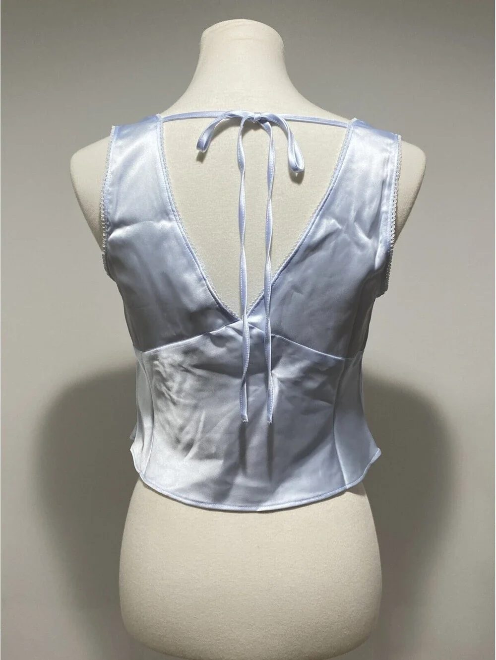 NWT Wild Fable Women’s Satin Side Zip Crop Halter Top Baby Blue Size Small